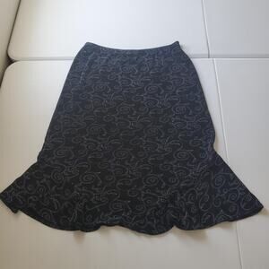 90s Y2K Whimsigoth Fairy Grunge Skirt Womens Large Black Swirl Stretch Office